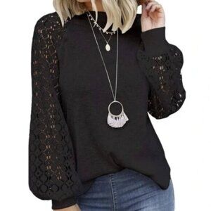 Miholl Black Top with Accent Sleeves